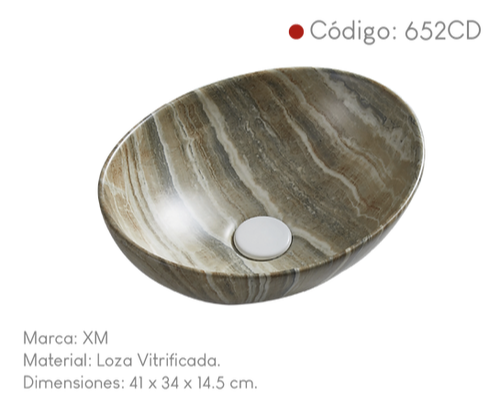 Ovalin de loza café dorado turco encimera 652CD XM